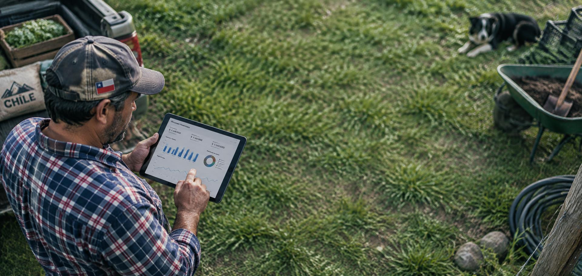 Dueño de pyme revisando sus números en una tablet